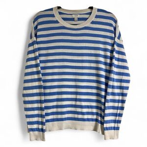 J. CREW Striped‎ Crewneck Knit Sweater, Blue and White, M
